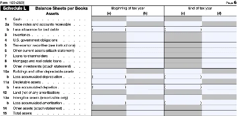Form 1120 - Schedule L