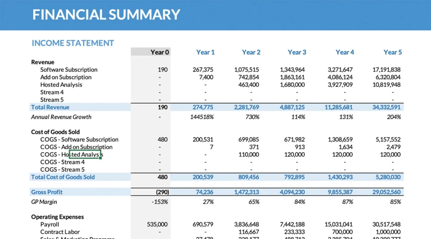 Simple Startup Projection Model