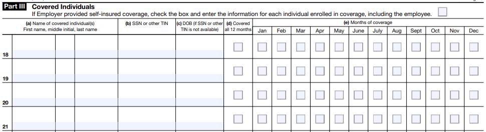 Complete Part III - Covered Individuals (if applicable)