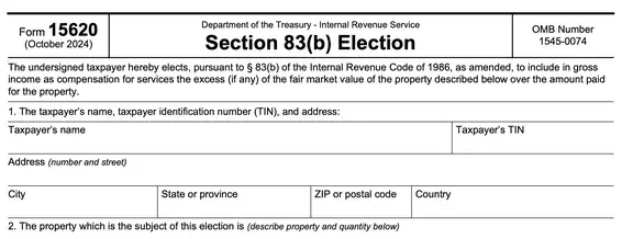 Form 15620 83b election