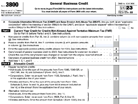 Form 3800 Form 3800