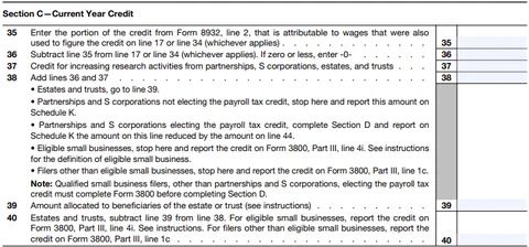 Fill Out Section C - Current Year Credit