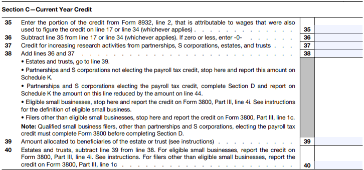 Fill Out Section C - Current Year Credit