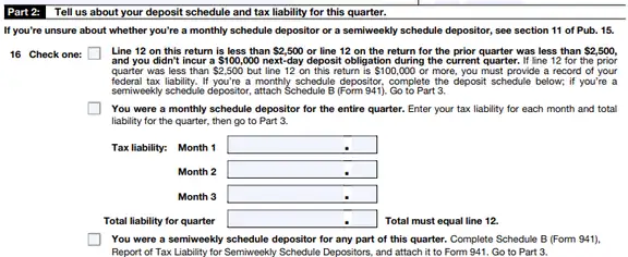 Fill in tax liability and deposits