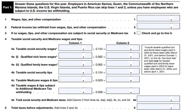 Fill Out Part 1 - Federal Employment Tax Liability