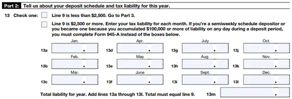 Fill Out Part 2 - Deposits and tax liability for the year