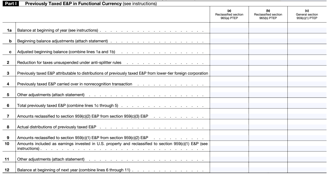 Previously Taxed E&P in Functional Currency