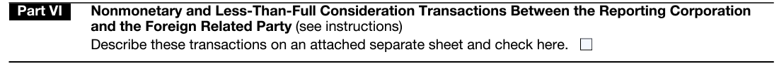 Nonmonetary and Less-Than-Full Consideration Transactions Between the Reporting Corporation and the Foreign Related Party