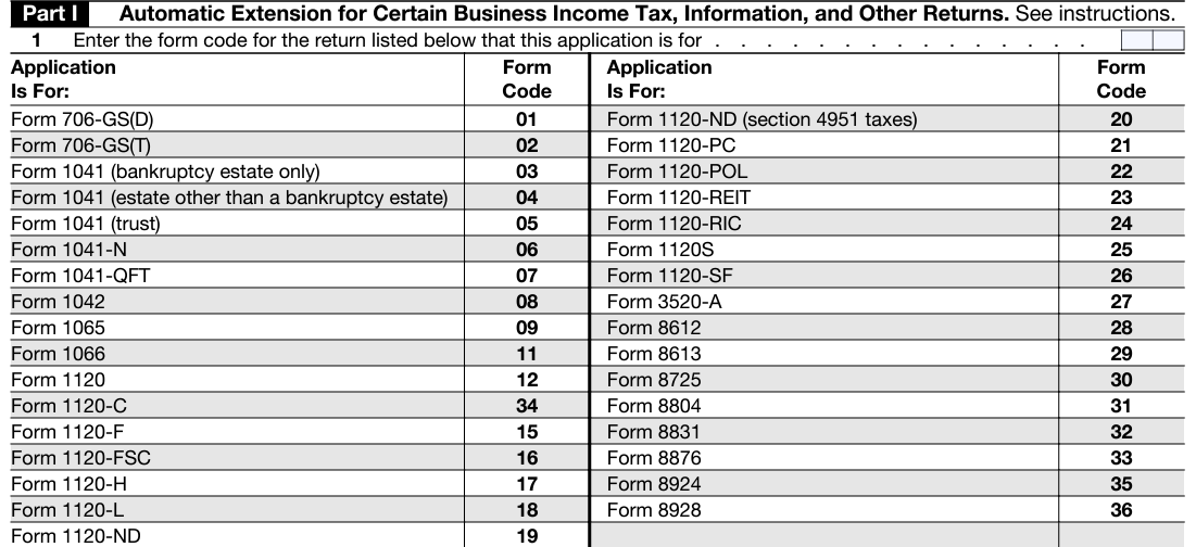 Form 7004 - Part 1 Form 7004 - Part 1