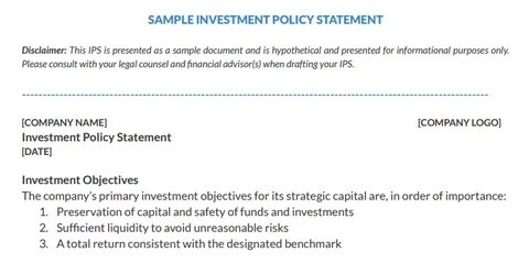 startup cash investment policy statement startup cash investment policy statement
