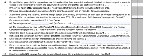 Form 1120 Schedule K Lines 6 - 12 Form 1120 Schedule K Lines 6 - 12