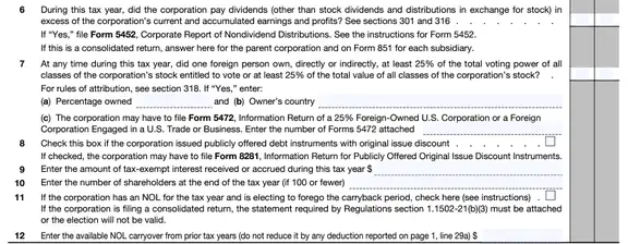 Form 1120 Schedule K Lines 6 - 12