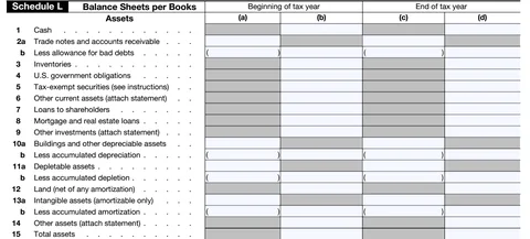 Form 1120 - Schedule L Instructions Part 1A